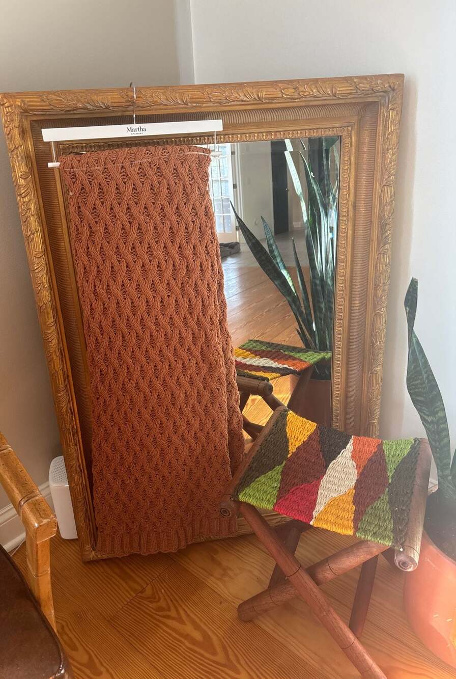 Martha Stewart Lattice Knit Throw Blanket, Rust